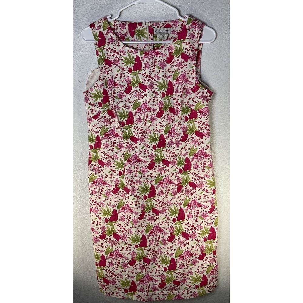 White Stag Pink Floral Dress Womens Size 12 Sleeveless Round Neck Casual 298